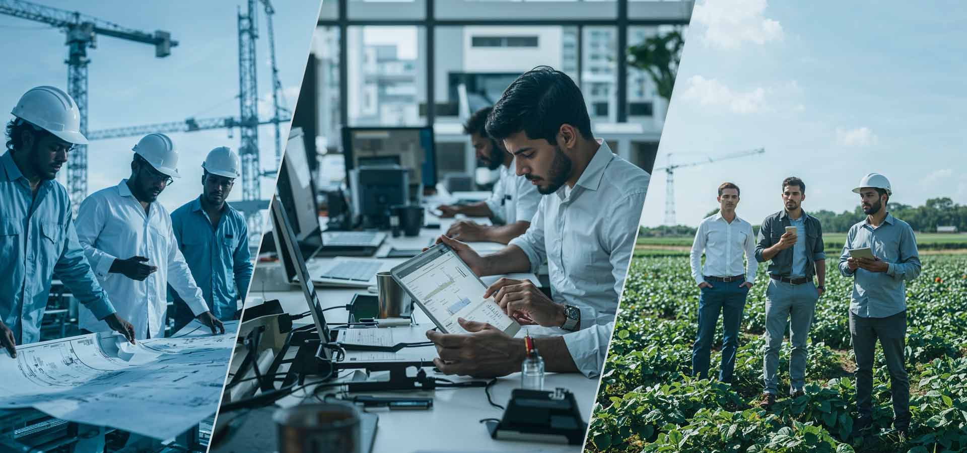 “Engineers, technologists, and sustainability experts collaborating across construction, software, and solar energy solutions at Jawee Technologies Pvt. Ltd